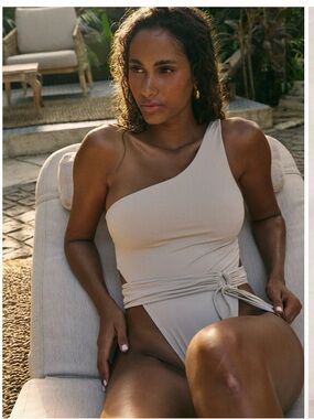 Riot Swim Maddox One-Shoulder Cream One-Piece
